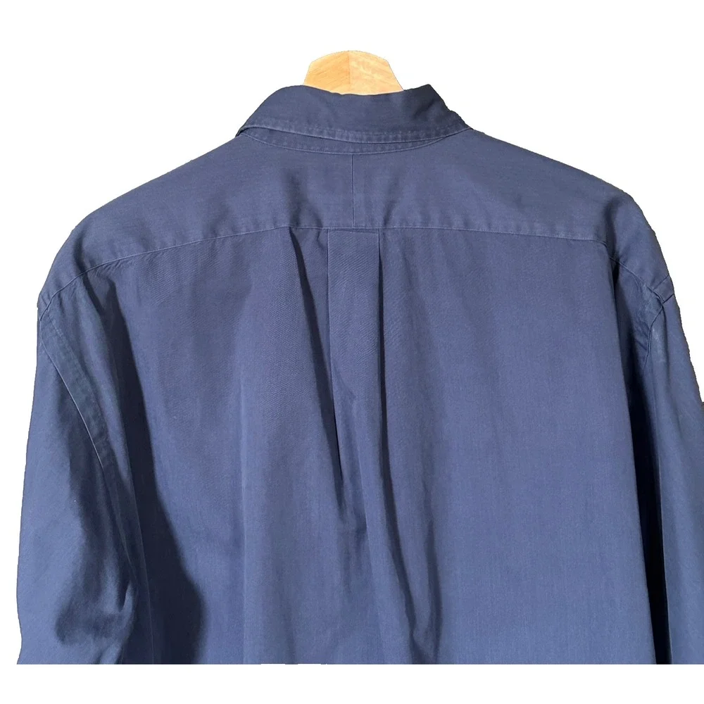 VTG 90s Ralph Lauren The Big Shirt Mens LT Blue Polo Pocket Pony Button Up XL